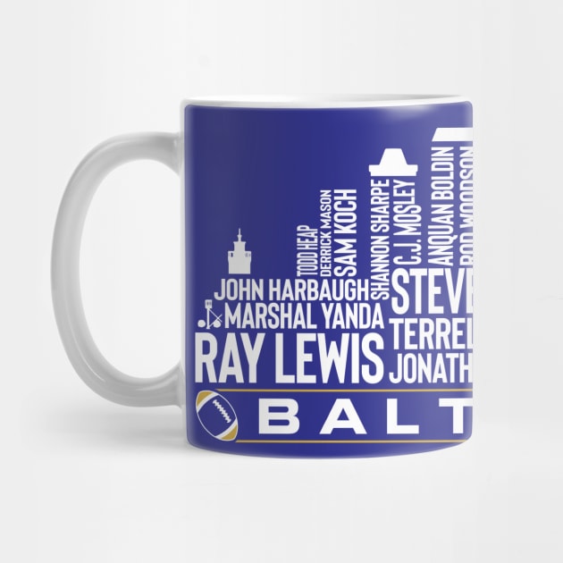 Baltimore Football Team All Time Legends, Baltimore City Skyline by Legend Skyline